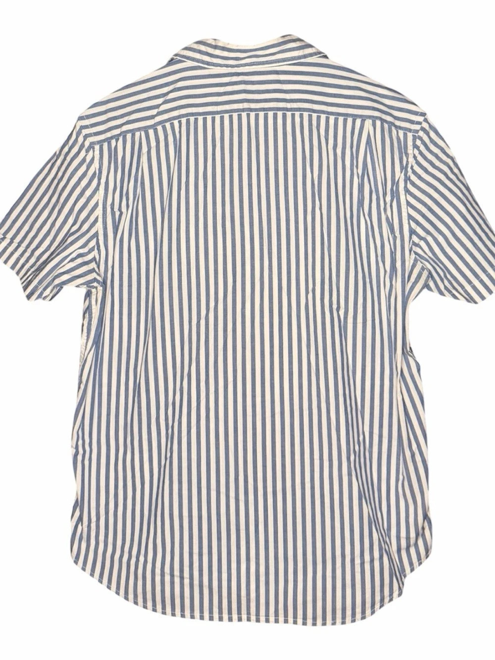 Sonoma Goods For Life Men's Blue & White Striped Short Sleeve Button Down Shirt - Picture 2 of 4
